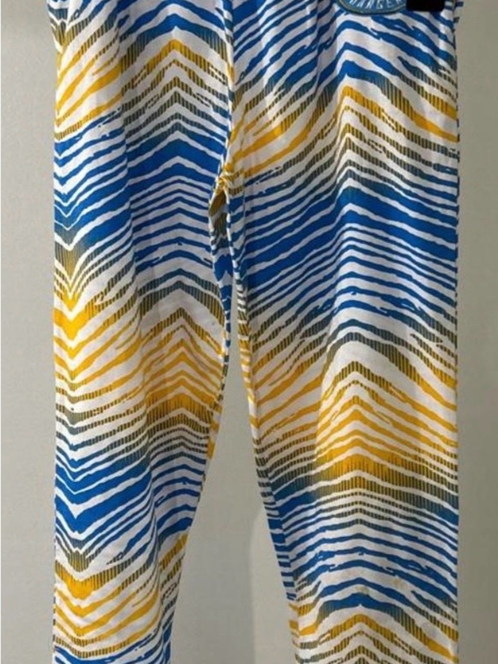 Men’sChevron Stripe Leggings in Blue, Yellow & White